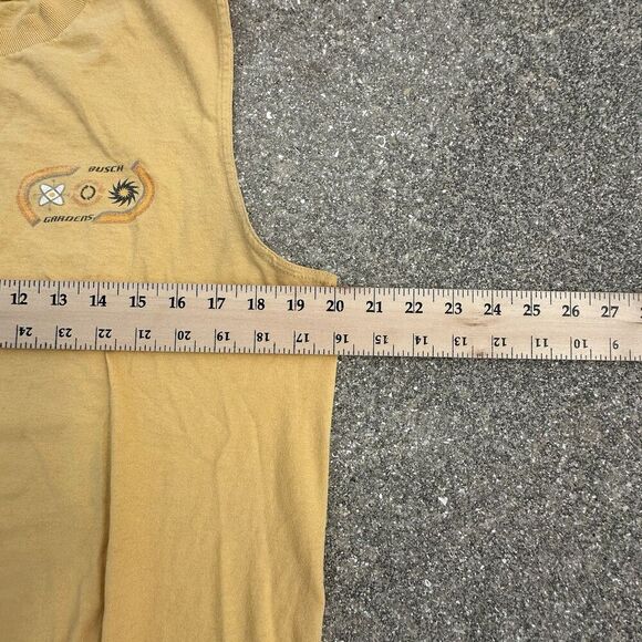 Vintage Delta Pro Weight Busch Gardens Sleeveless Shirt Mens Medium Yellow USA - Picture 2 of 5